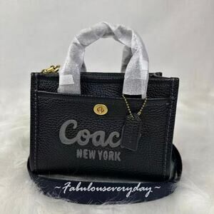 COACH Cargo Tote Bag 20 Crossbody In Leather/Brass/Black CAO26 NWT